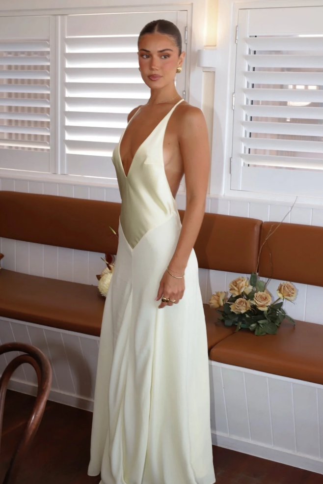 Jaz Hand V-Neck Maxi Dress Butter - S